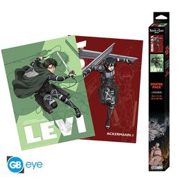 Attack on Titan: 2 Poster Set - Levi & Mikasa Ackerman (52x38cm)