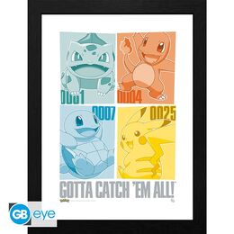 Pokemon: Framed Print - Pikachu & Kanto Starters (30x40cm)
