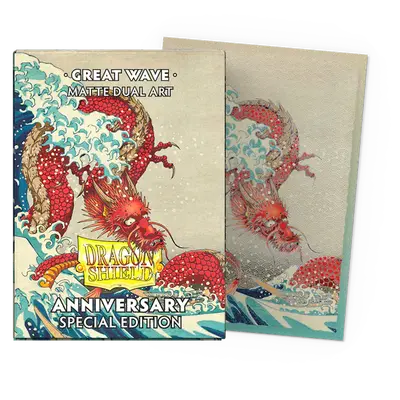 Dragon Shield Dual Art Sleeves - Standard Size: Matte Great Wave (100 Special Edition Anniversary Metallic Print Sleeves)