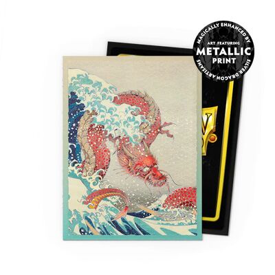 Dragon Shield Dual Art Sleeves - Standard Size: Matte Great Wave (100 Special Edition Anniversary Metallic Print Sleeves)