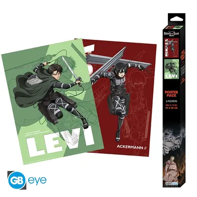 Attack on Titan: 2 Poster Set - Levi & Mikasa Ackerman (52x38cm)