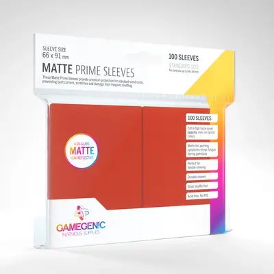 Gamegenic Sleeves - Standard Size:  Matte Red (100 Sleeves)