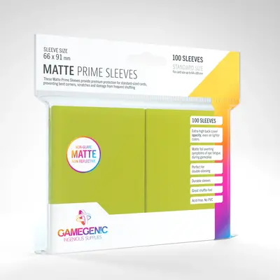 Gamegenic Sleeves - Standard Size:  Matte Lime (100 Sleeves)