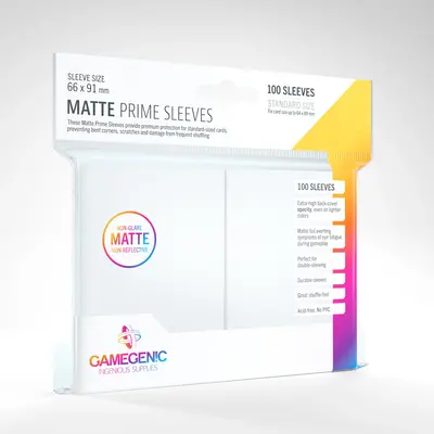 Gamegenic Sleeves - Standard Size:  Matte White (100 Sleeves)
