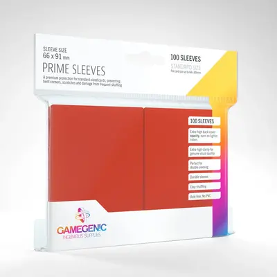 Gamegenic Sleeves - Standard Size:  Glossy Red (100 Sleeves)