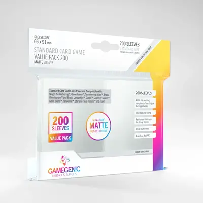 Gamegenic Sleeves - Standard Size Value Pack: Matte Clear (200 Sleeves)